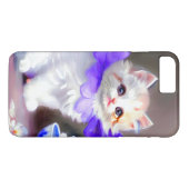 Witte kat met Paarse bloemkraag Case-Mate iPhone Case (Achterkant (Horizontaal))