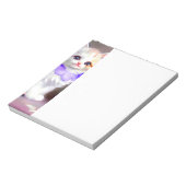 Witte kat met Paarse bloemkraag Notitieblok (Linkerzijde)