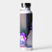 Witte kat met Paarse bloemkraag Waterfles (Rechts)