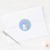 Witte kat met Paarse glazen als leesteken Ronde Sticker (Envelop)