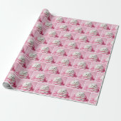 Witte Kat met Roze Boog Cadeaupapier (Uitgerold)
