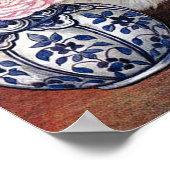 Witte kat met roze rozen, Louis Wain Poster (Hoek)