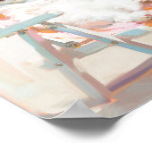 Witte kat met strandstoel en zonnebril Wall Art Poster (Hoek)