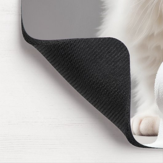 Witte kat met toiletpapier muismat (Hoek)