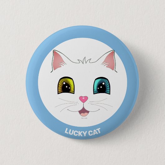 Witte kat met twee verschillende gekleurde ogen ronde button 5,7 cm (Voorkant)