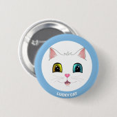 Witte kat met twee verschillende gekleurde ogen ronde button 5,7 cm (Voorkant /achterkant)