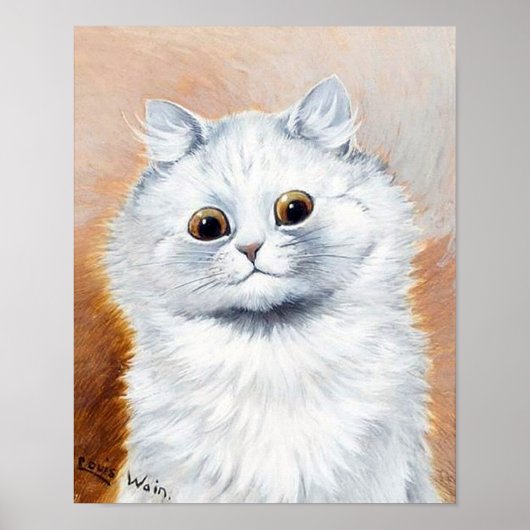 Witte kat met ventilator poster (Voorkant)