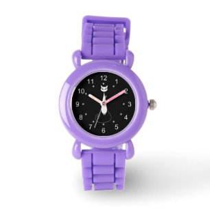 Witte kat met verfdrukken horloge