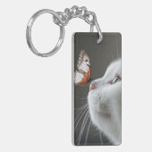 Witte kat met vlinder sleutelhanger (Voorkant Links)