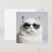 Witte kat met zonnebril, koele katachtige, heerlij kaart (Voorkant / Achterkant)