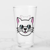 Witte kat met zwarte bril / zonnebril glas (Achterkant)