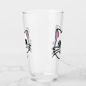Witte kat met zwarte bril / zonnebril glas (Links)