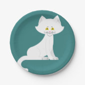 Witte Kat Minimalistisch Kitten Papieren Bordje (Voorkant)