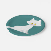 Witte Kat Minimalistisch Kitten Papieren Bordje (Gekanteld)