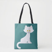 Witte Kat Minimalistisch Kitten Tote Bag (Voorkant)
