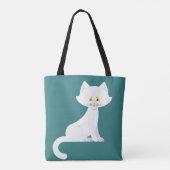 Witte Kat Minimalistisch Kitten Tote Bag (Achterkant)