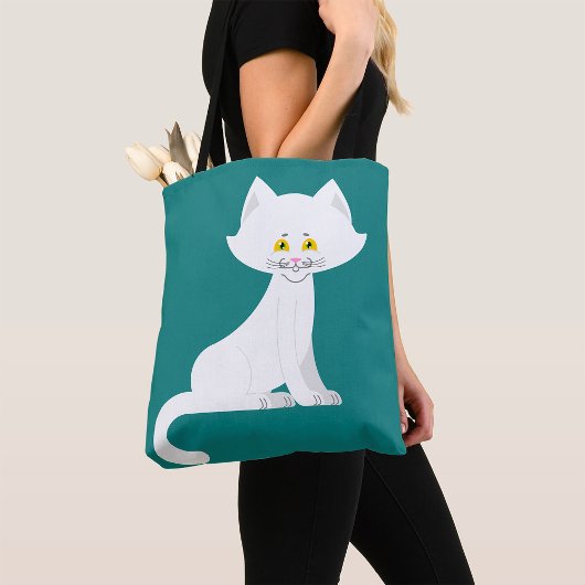 Witte Kat Minimalistisch Kitten Tote Bag