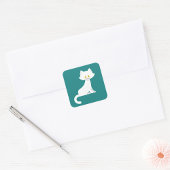 Witte Kat Minimalistisch Kitten Vierkante Sticker