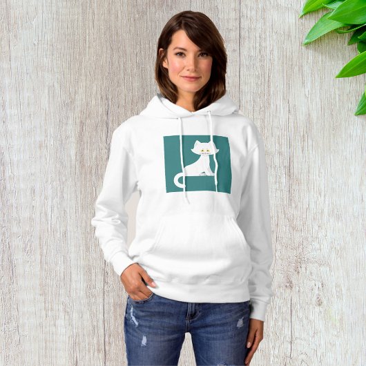 Witte Kat Minimalistische Kitten Hoodie
