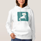Witte Kat Minimalistische Kitten Hoodie (Voorkant)