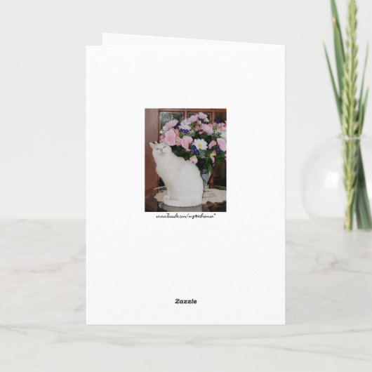 Witte Kat Moederdag Bedankkaart (Achterkant)