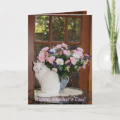   Witte Kat Moederdag Bedankkaart (Voorkant)