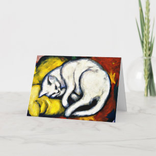 Witte kat, mooi kunstschilderij kaart