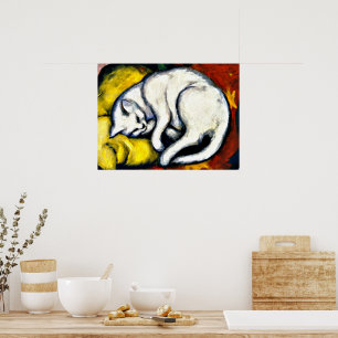 Witte kat, mooie kunst, poster