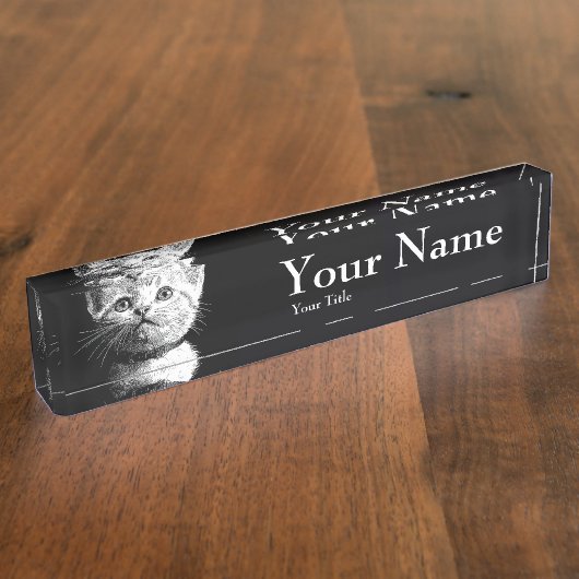 witte kat naambordje (Zijkant)