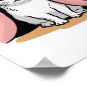 Witte kat onder een roze deken sticker poster (Hoek)