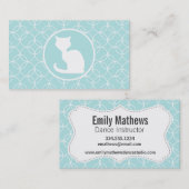 Witte kat op babyblauwe cirkels visitekaartje (Voorkant / Achterkant)