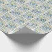 witte kat op de fiets cadeaupapier (Hoek)