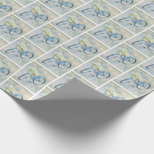 witte kat op de fiets cadeaupapier (Hoek)