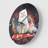 Witte kat op de pizza grote klok (Hoek)