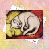 Witte kat op een geel kussen Franz Marc Briefkaart