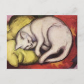 Witte kat op een geel kussen Franz Marc Briefkaart (Voorkant)