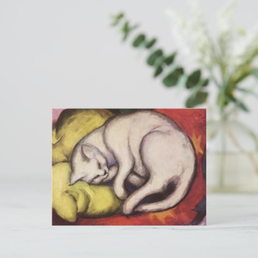 Witte kat op een geel kussen Franz Marc Briefkaart (Staand voorkant)