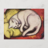 Witte kat op een geel kussen Franz Marc Briefkaart (Voorkant)