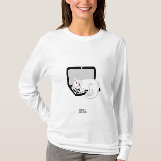Witte kat op het Shirt van vrouwelijke notebooks (Voorkant)