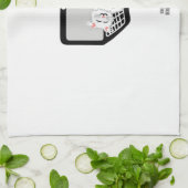Witte kat op keukenhanddoek voor laptops (Gevouwen)