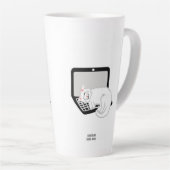 Witte kat op laptop grote latente Mok (Rechterhoek)