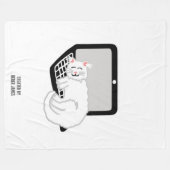 Witte kat op laptoptas met groot draagvlak fleece deken (Voorkant (Horizontaal))