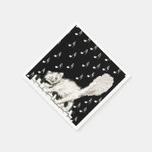 Witte kat op Muzieknoten met piano-sleutels Servet (Hoek)