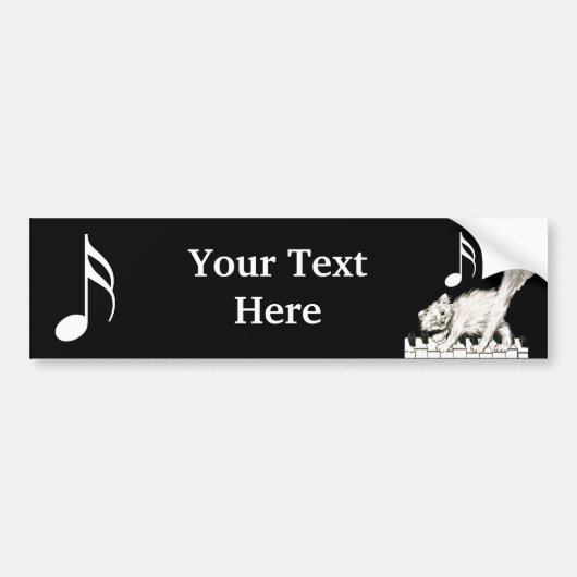 Witte Kat op Piano Keys Bumpersticker (Voorkant)