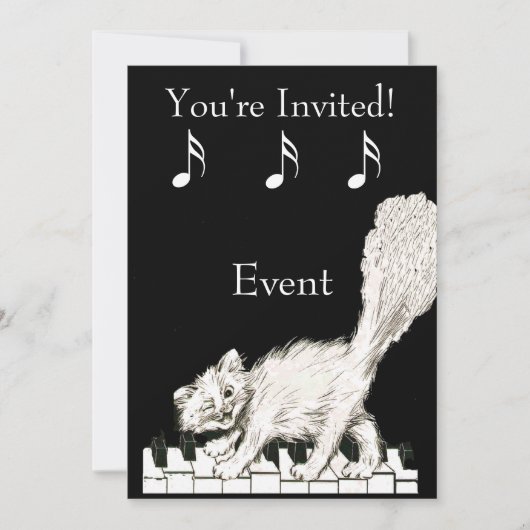 Witte Kat op Piano Keys Kaart (Voorkant)
