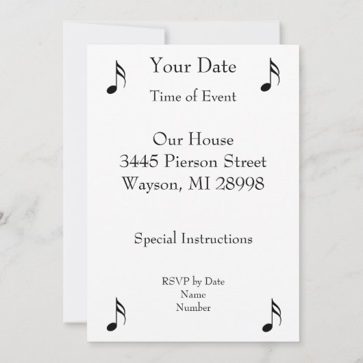 Witte Kat op Piano Keys Kaart (Achterkant)