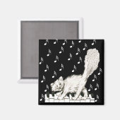 Witte Kat op Piano Keys Magneet (Voorkant / Achterkant)