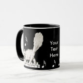 Witte Kat op Piano Keys Mok (Voorkant links)