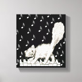 Witte kat op piano Keys Musical Notes Canvas Afdruk (Voorkant)