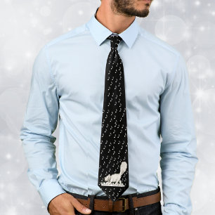 Witte Kat op Piano Keys Stropdas